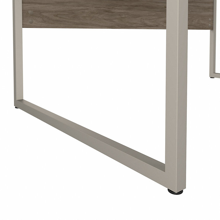 Contemporary Modern Hickory 48" Computer Desk with Silver Metal Legs