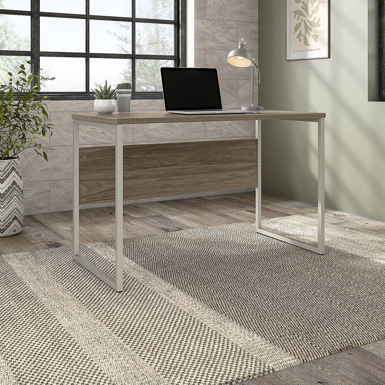 Contemporary Modern Hickory 48" Computer Desk with Silver Metal Legs