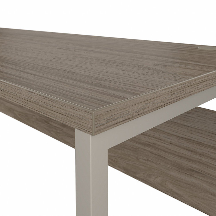 Contemporary Modern Hickory 48" Computer Desk with Silver Metal Legs