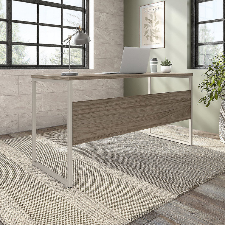 Contemporary Modern Hickory 48" Computer Desk with Silver Metal Legs