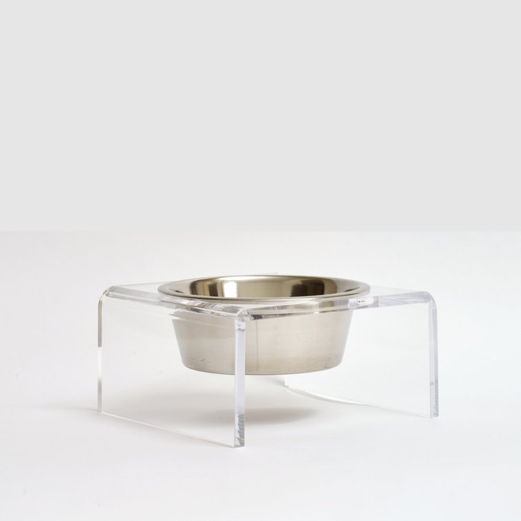 Clear Acrylic Elevated Pet Feeder with Stainless Steel Bowl