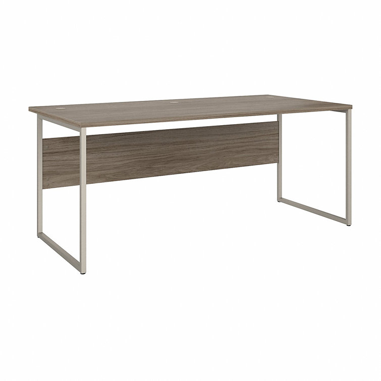Contemporary Modern Hickory 48" Computer Desk with Silver Metal Legs