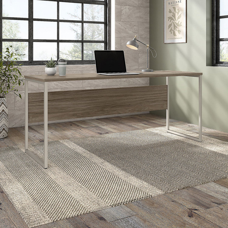 Contemporary Modern Hickory 48" Computer Desk with Silver Metal Legs