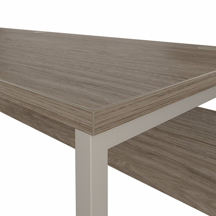 Contemporary Modern Hickory 48" Computer Desk with Silver Metal Legs
