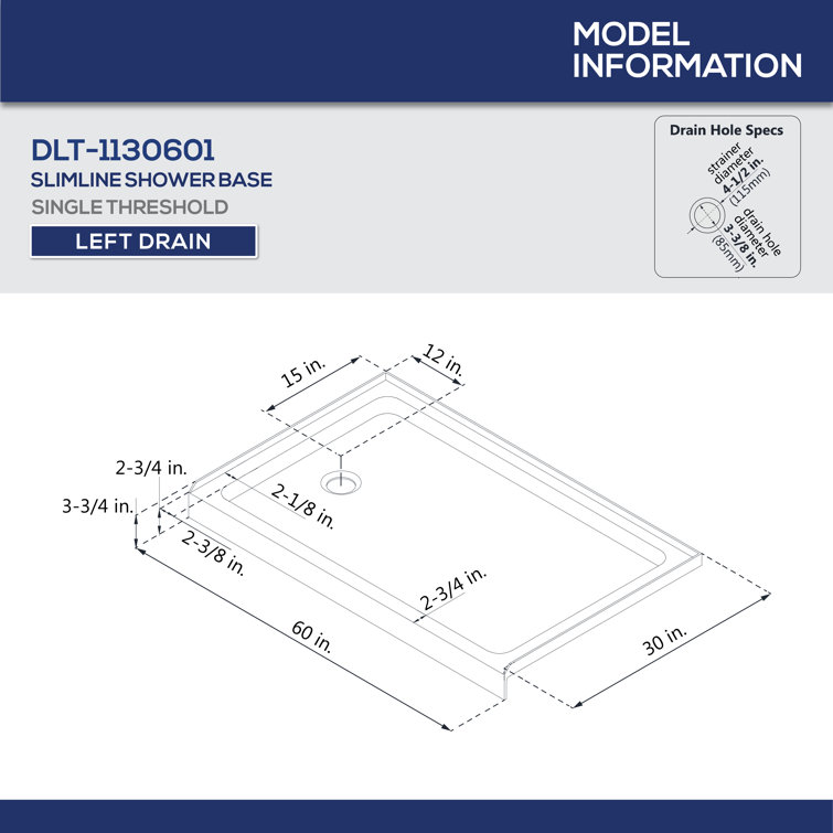 Encore 60" x 30" Clear Glass Semi-Frameless Sliding Shower Kit