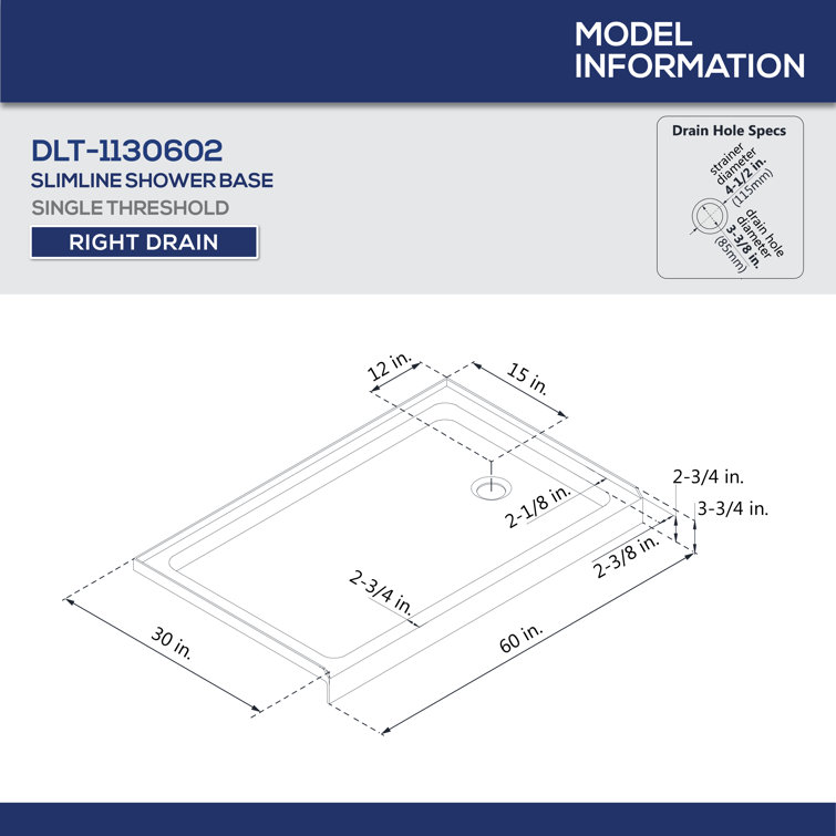 Encore 60" x 36" Black Semi-Frameless Sliding Shower Kit