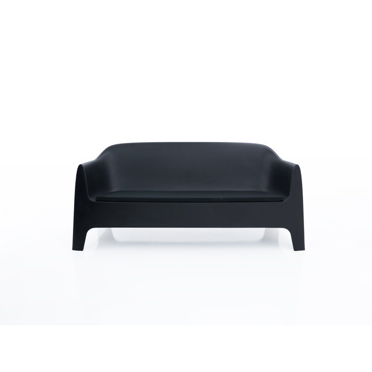 Solid Black Matte Polypropylene Outdoor Sofa