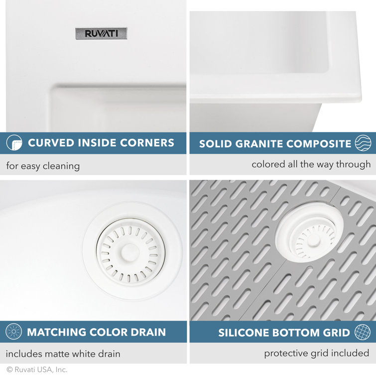 Arctic White Granite Composite Single Bowl Kitchen Sink
