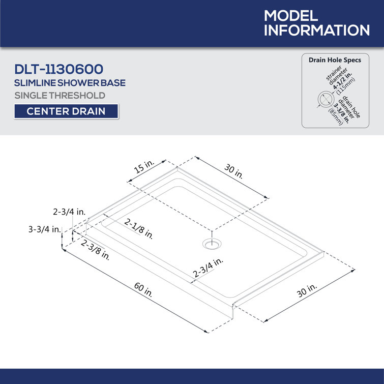 Encore 60" x 36" Semi-Frameless Sliding Shower Kit with Clear Glass