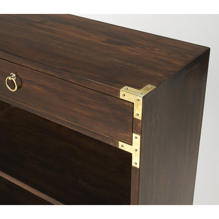 Forster Campaign Kids 28" Brown Bookcase with Gold Hardware