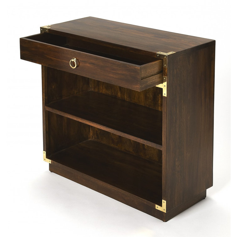 Forster Campaign Kids 28" Brown Bookcase with Gold Hardware