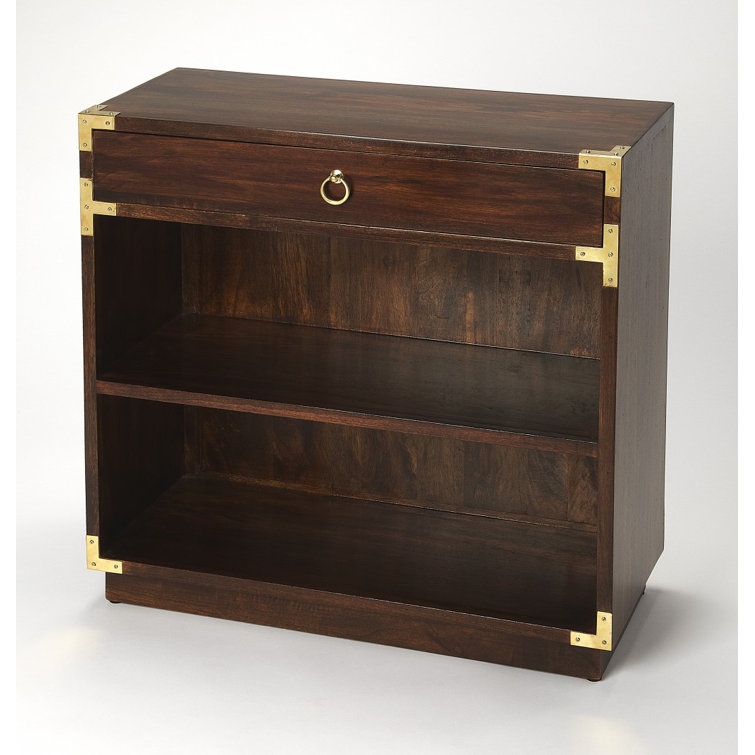 Forster Campaign Kids 28" Brown Bookcase with Gold Hardware