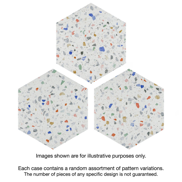 Venice Hexagon White and Multicolor Porcelain Tile