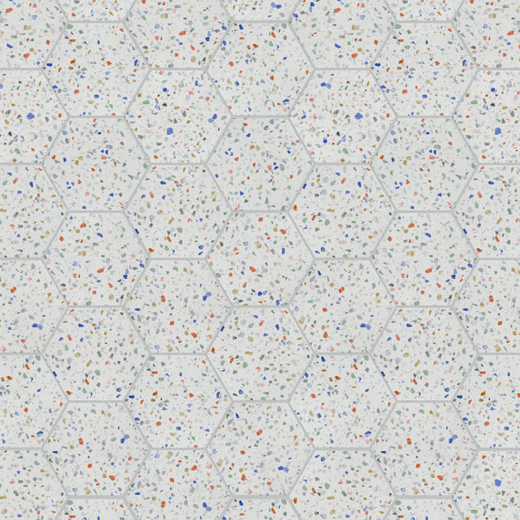 Venice Hexagon White and Multicolor Porcelain Tile