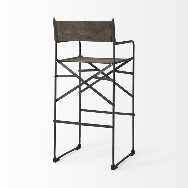Direttore Dark Brown Leather and Metal Bar Stool