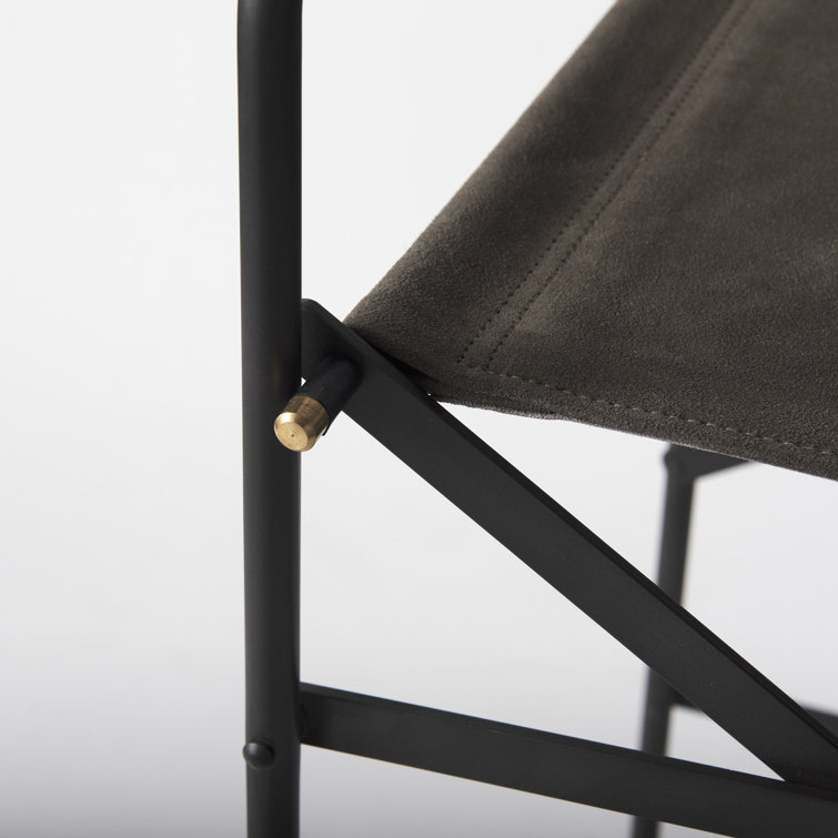 Direttore Dark Brown Leather and Metal Bar Stool
