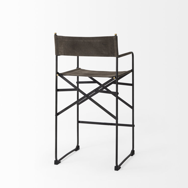 Direttore Dark Brown Leather and Metal Bar Stool