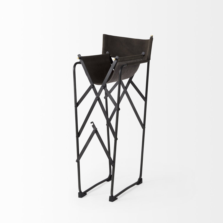 Direttore Dark Brown Leather and Metal Bar Stool