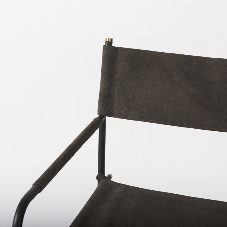 Direttore Dark Brown Leather and Metal Bar Stool