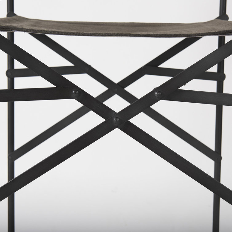Direttore Dark Brown Leather and Metal Bar Stool
