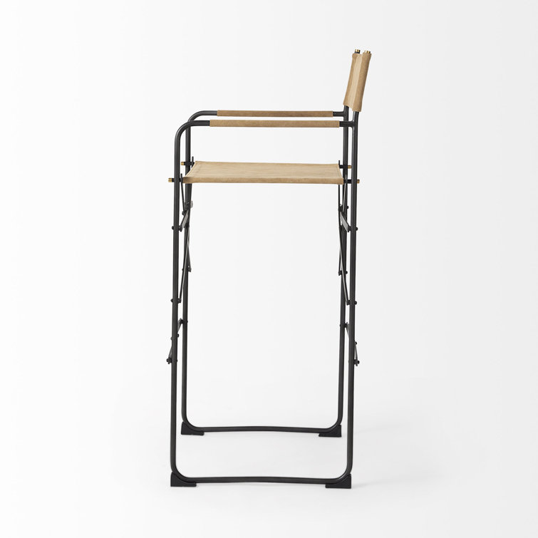 Director's Light Brown Leather & Matte Black Metal Bar Stool