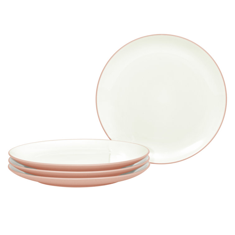 Pink Ceramic Microwave-Safe Dinner Plates, Set of 4
