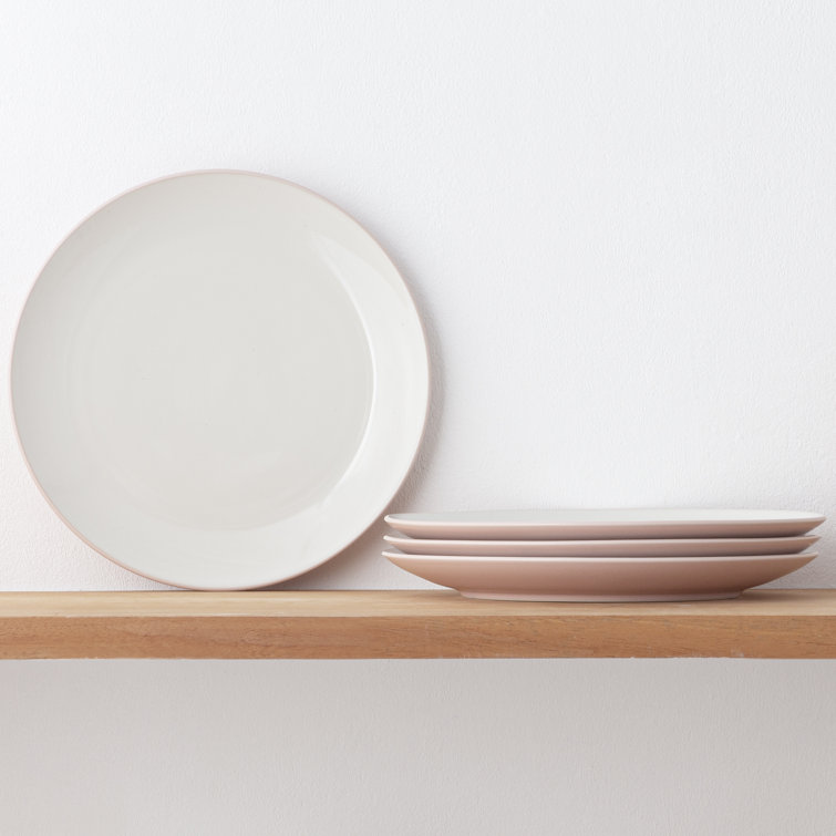 Pink Ceramic Microwave-Safe Dinner Plates, Set of 4