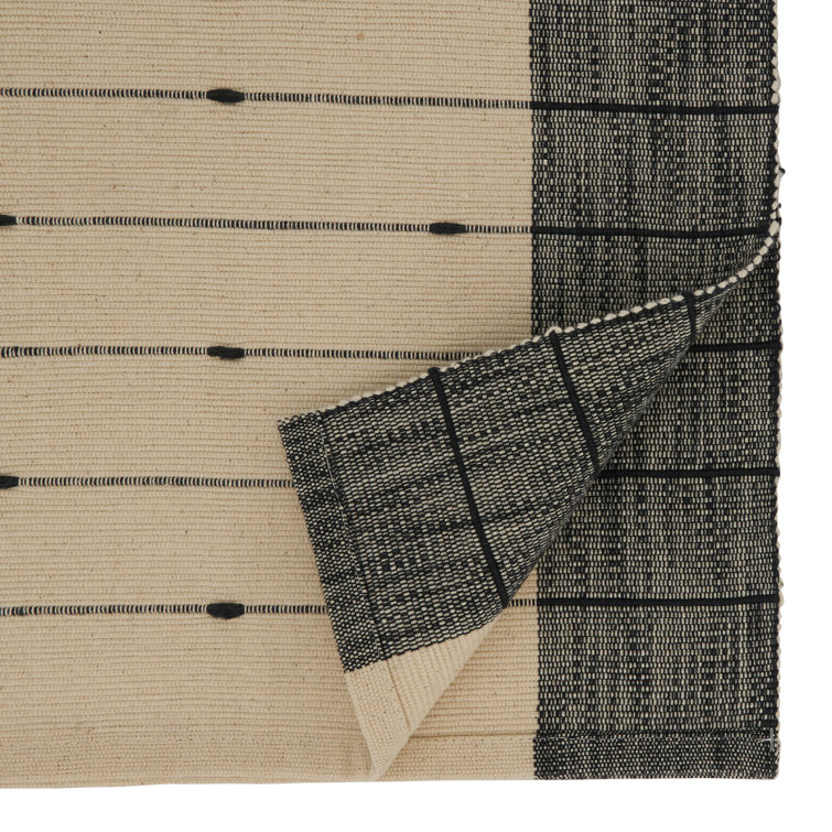 Black and White Cotton Striped Table Runner, 16"x72"