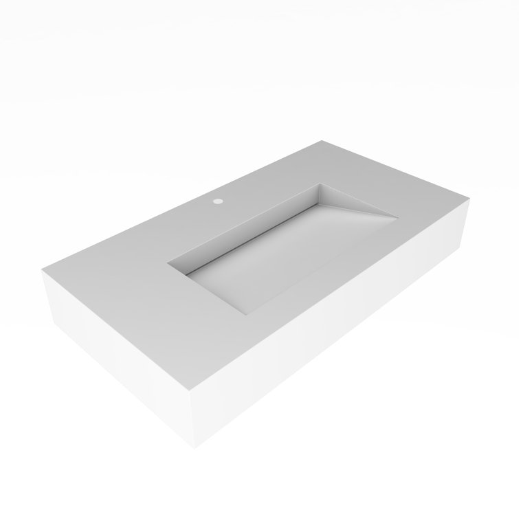 Pyramid 36" Matte White Solid Surface Wall-Mount Bathroom Sink
