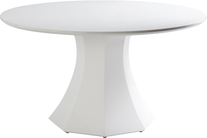 Contemporary 55" White High Gloss Round Wood Dining Table