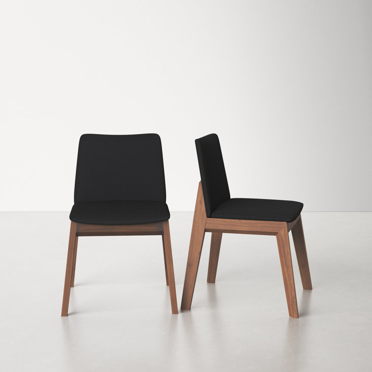 Black Faux Leather Upholstered Side Chair with Oak Frame