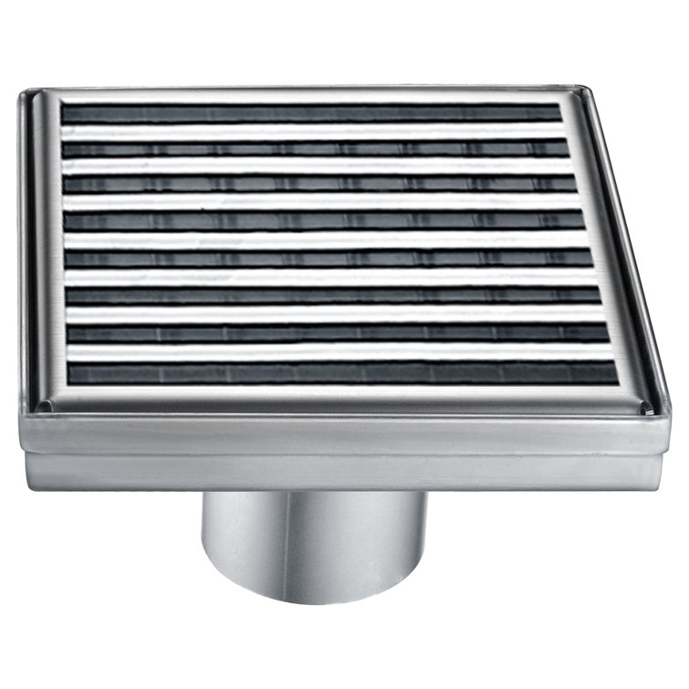 5.25'' Square Stainless Steel Shower Drain with Groove Lines