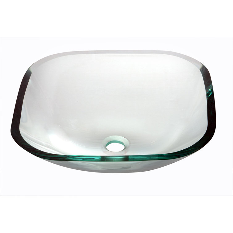 Clear Glass Square Above-Counter Bathroom Sink