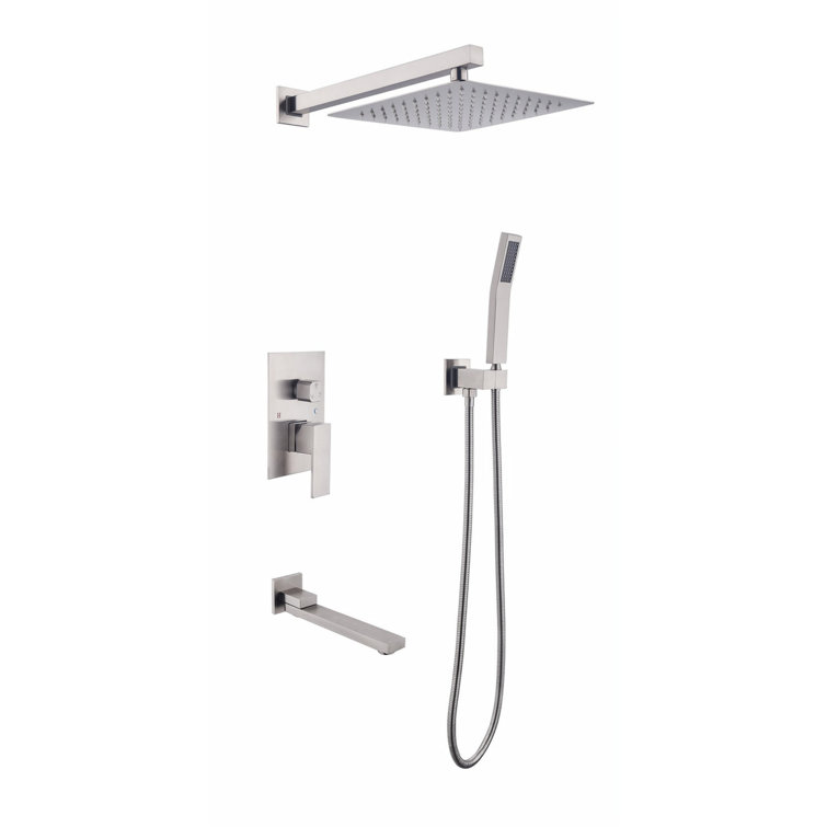 Large Brushed Nickel Dual Rain Shower Head with Handheld