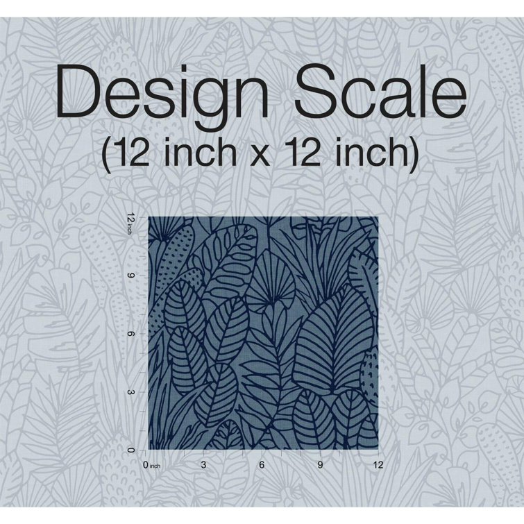 Blue and Navy Tropical Leaves Peel and Stick Wallpaper Roll