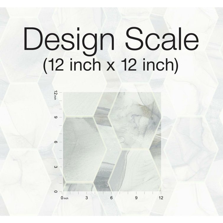 Blue and Gray Hexagon Marble Wallpaper Double Roll