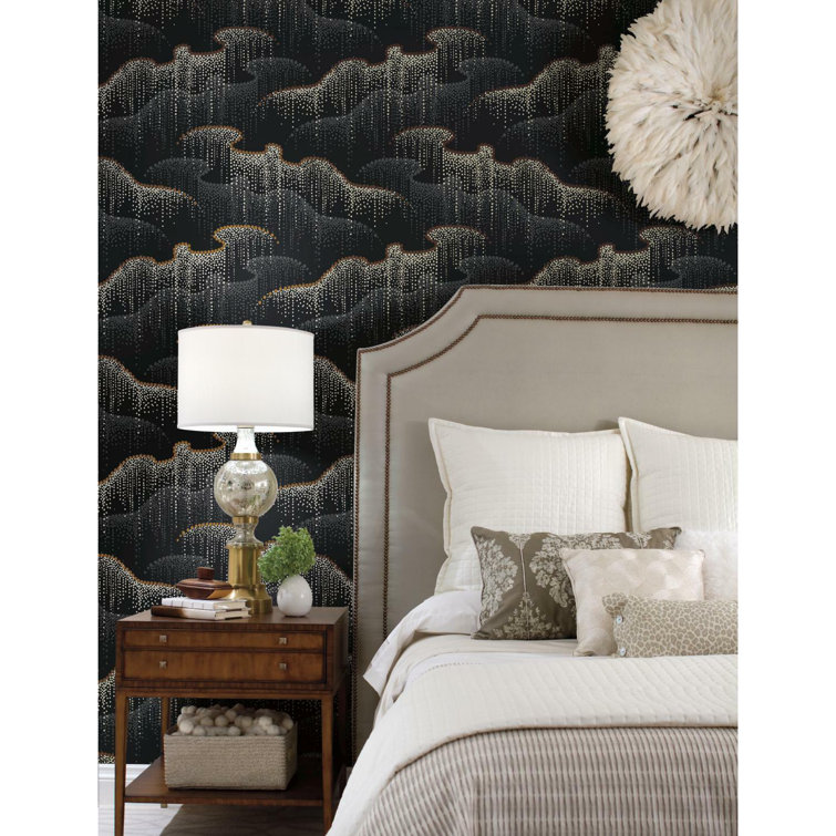Moonlight Pearls Black and Gold Washable Wallpaper