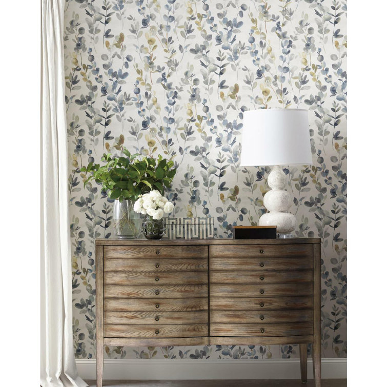 Navy Eucalyptus Nonwoven Removable Washable Wallpaper Roll