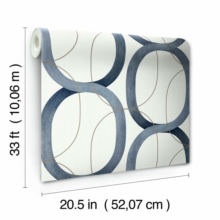Navy Geometric Interlock Double Roll Wallpaper