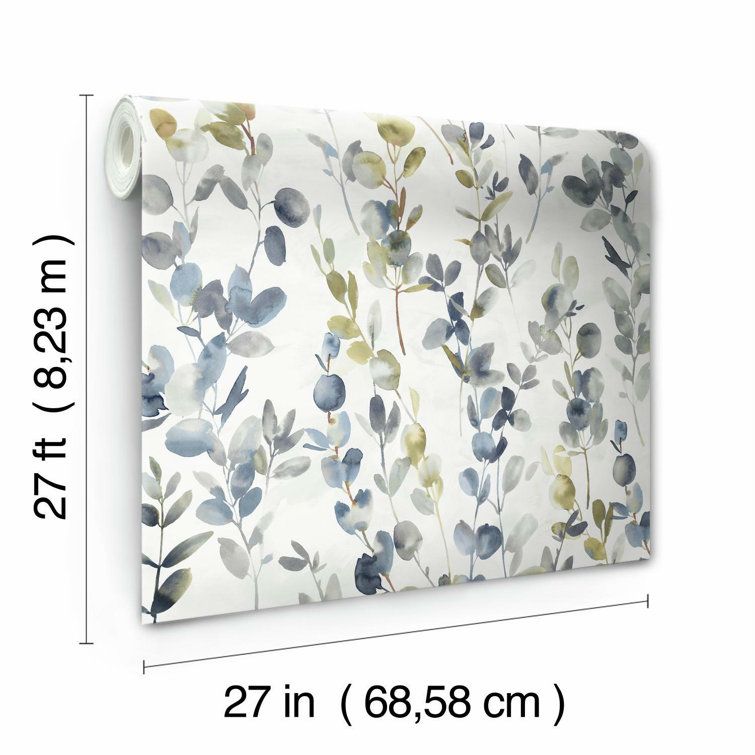 Navy Eucalyptus Nonwoven Removable Washable Wallpaper Roll