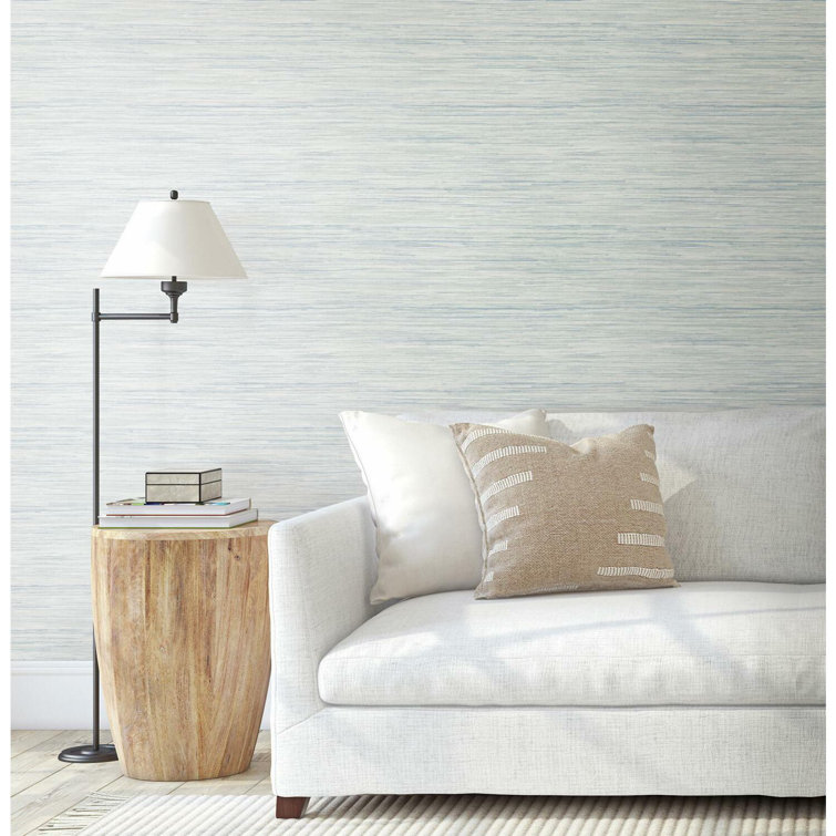 Blue Grasscloth Textured Pre-pasted Removable Wallpaper