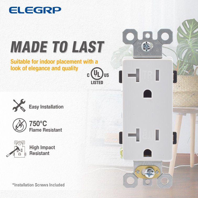 White Thermoplastic Tamper Resistant Duplex Wall Outlet Pack