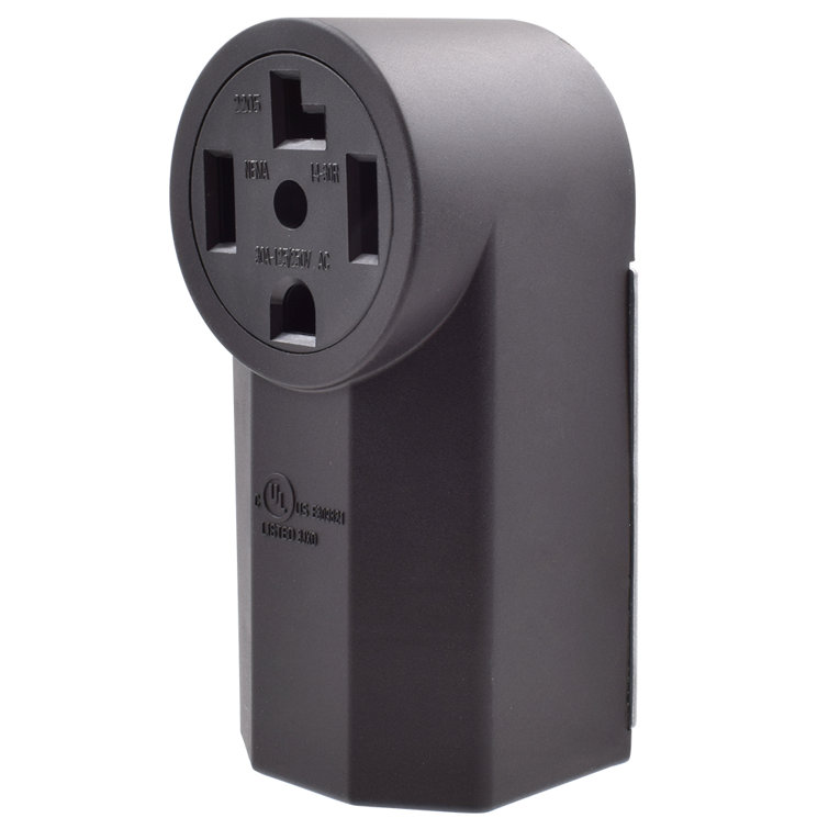 Black Thermoplastic 30A Tamper Resistant Single Outlet