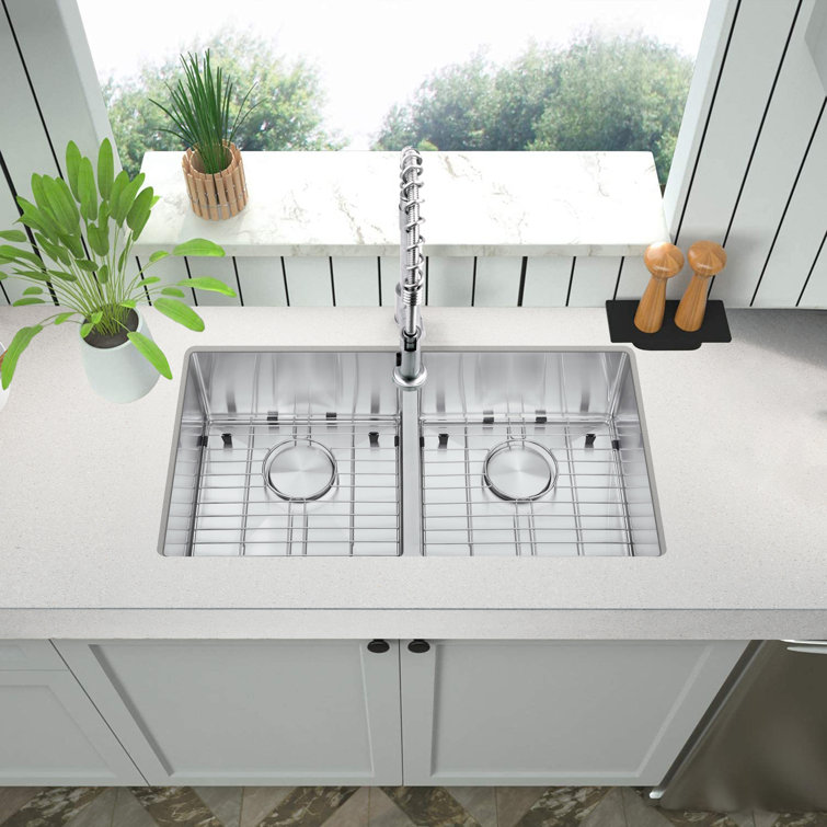 32'' Stainless Steel Double Bowl Undermount Kitchen Sink