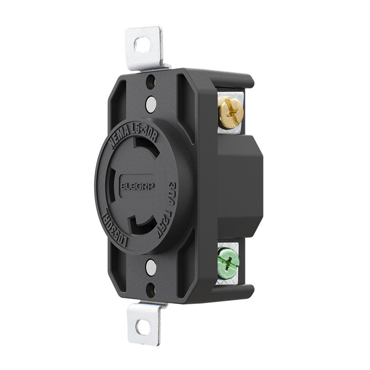 Black Tamper Resistant Single In-Wall Outlet with Nylon