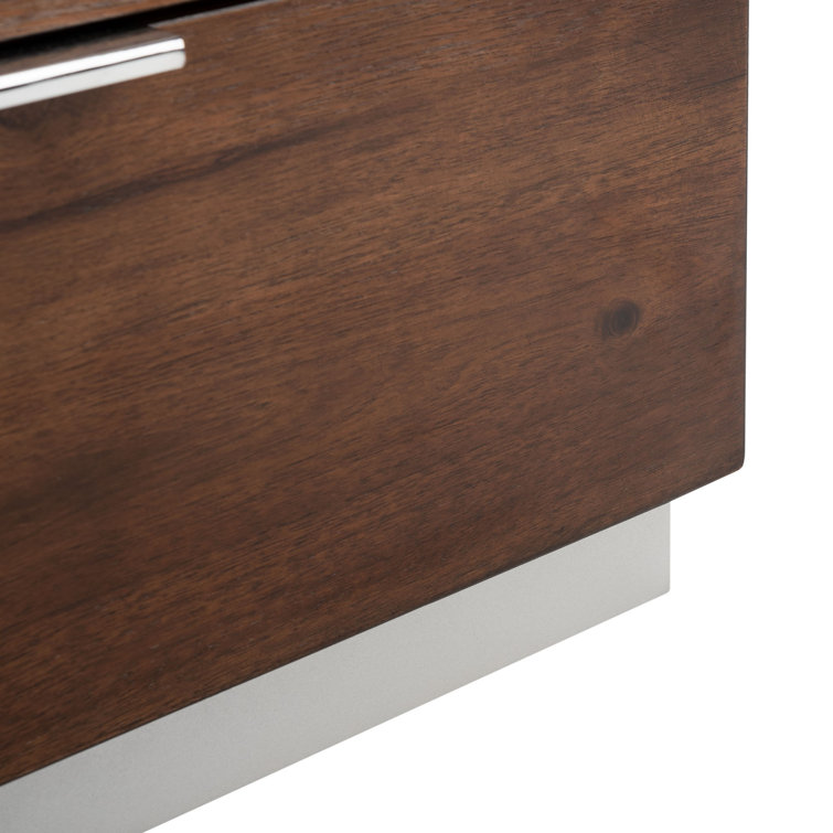 Brylin 3-Drawer Dark Walnut Nightstand with Chrome Accents