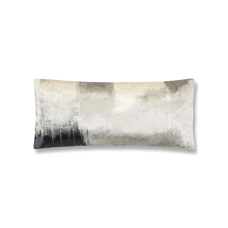 Lapis Gray Embroidered Rectangular Throw Pillow