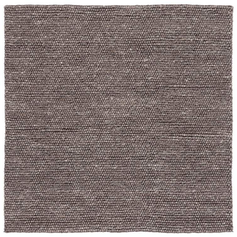 Chocolate Hand-Knotted Wool and Cotton Square Rug
