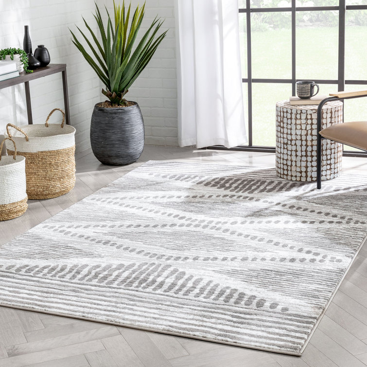 Ivory Grey Reversible Trellis Rectangular Synthetic Area Rug