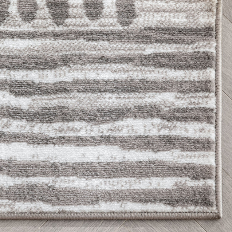 Ivory Grey Reversible Trellis Rectangular Synthetic Area Rug